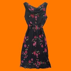 90's 00's vintage floral coquette soft girl fairy cowl neck y2k dress Size 9